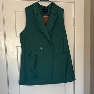 wild fable Teal Green Sleeveless Double-Breasted Blazer Vest